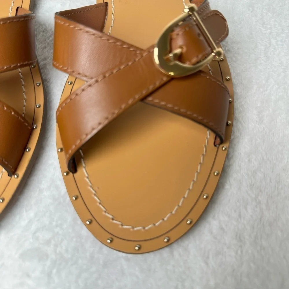 NWOB Steve Madden Tan Buckle Sandals in Size 8M - Picture 6 of 9